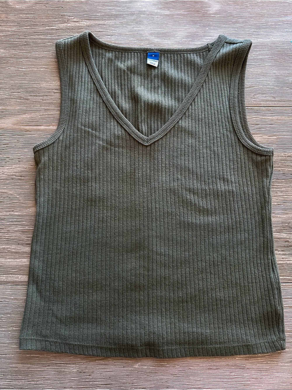 Old Navy Olive Ribbed V-Neck Tank Top